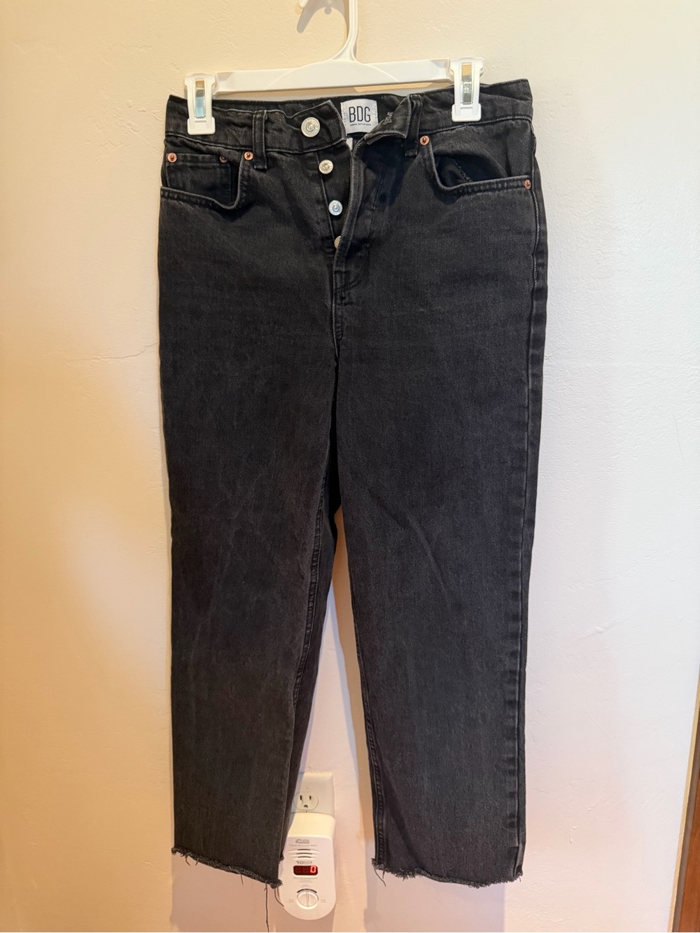 BDG Washed Black High-Rise Cropped Jeans